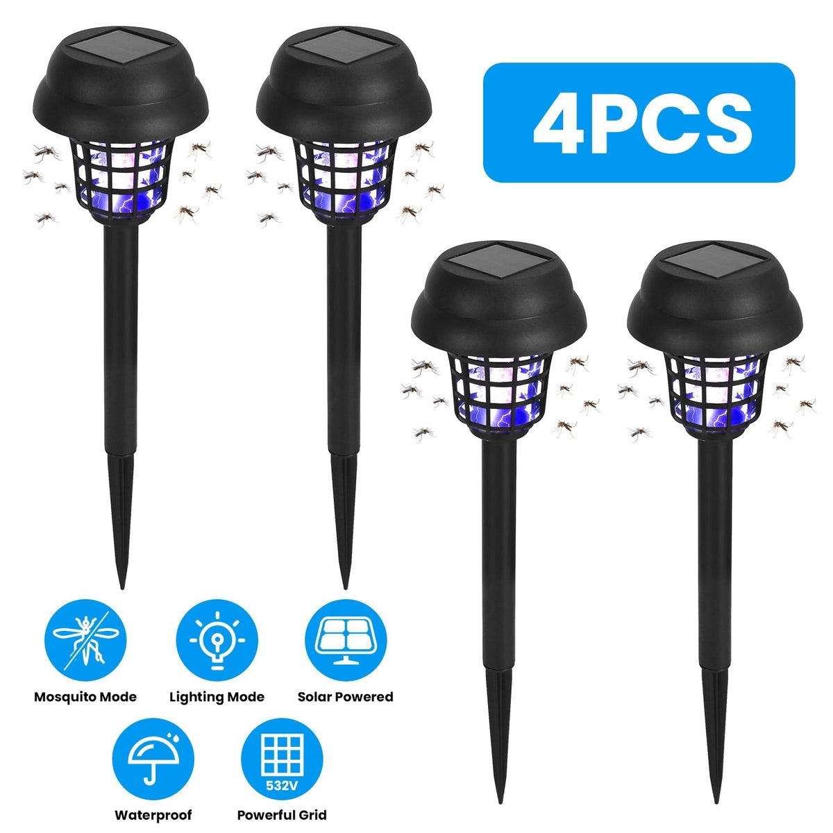 4-Pack Solar Mosquito Zapper Torch Lights