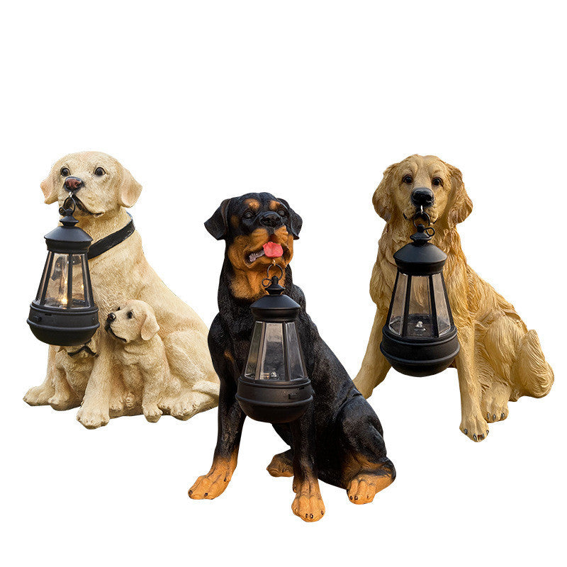 LED Solar Dog Lantern Garden Statue