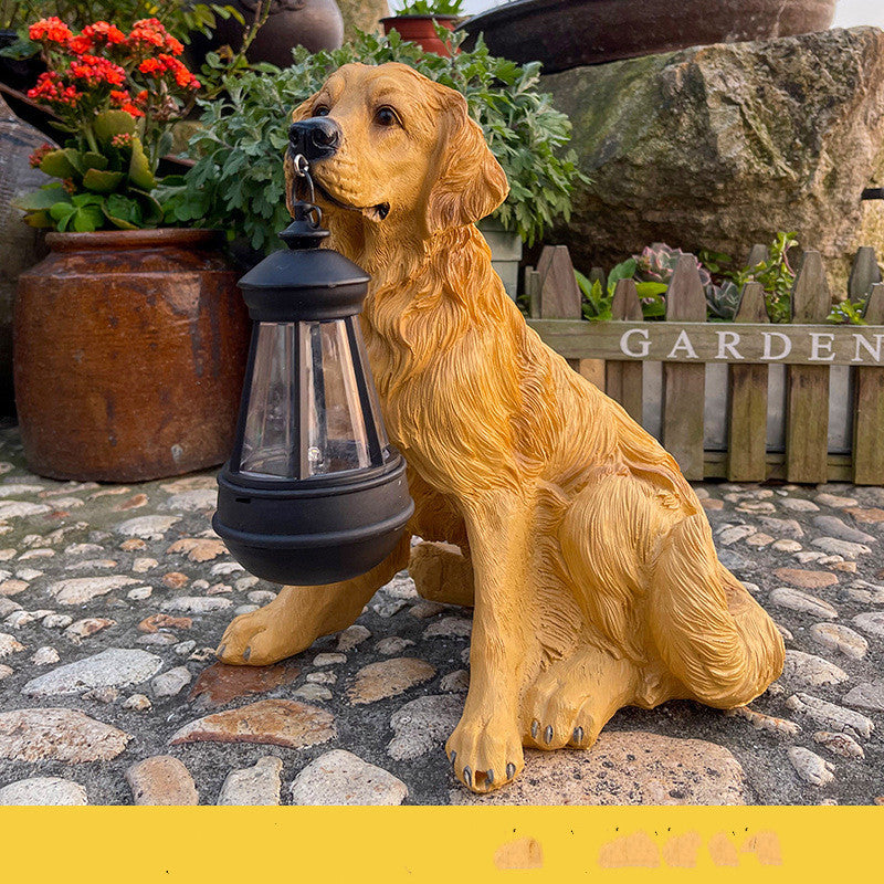 LED Solar Dog Lantern Garden Statue