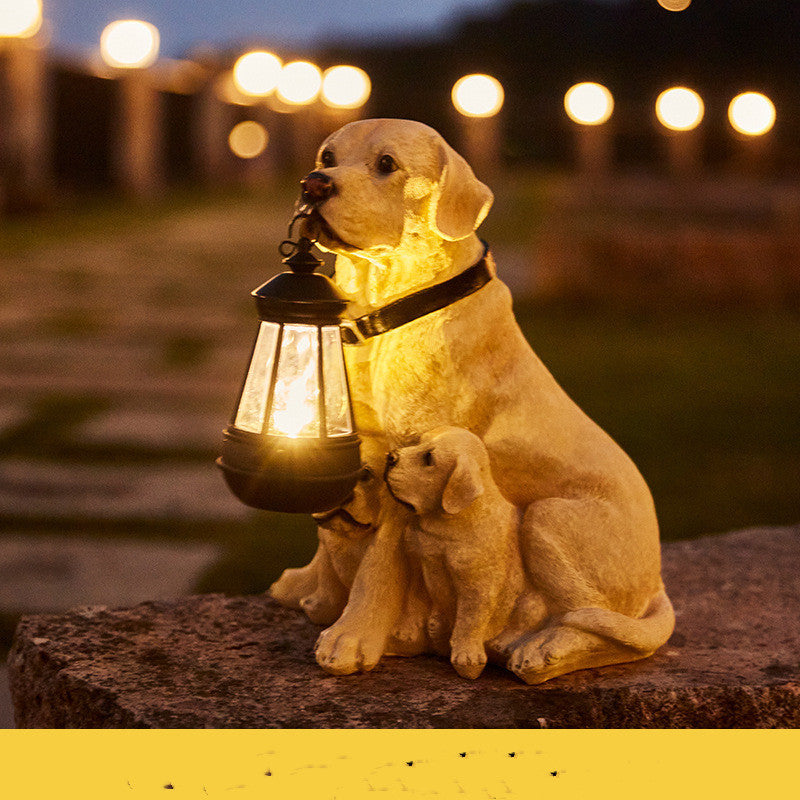 LED Solar Dog Lantern Garden Statue