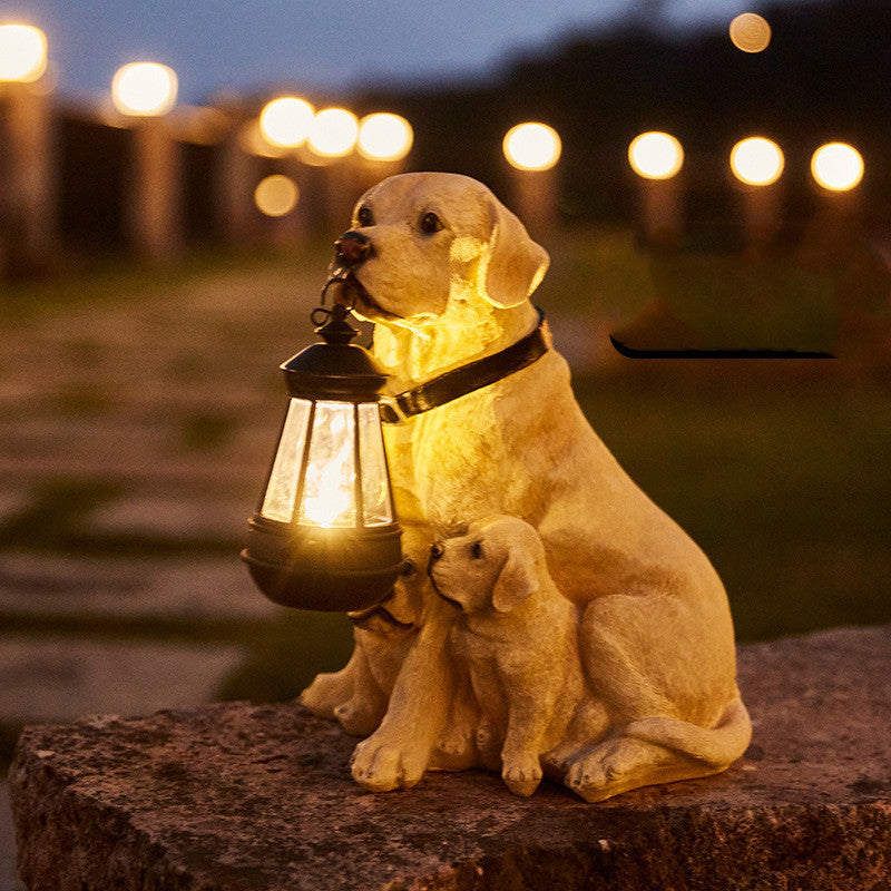 LED Solar Dog Lantern Garden Statue