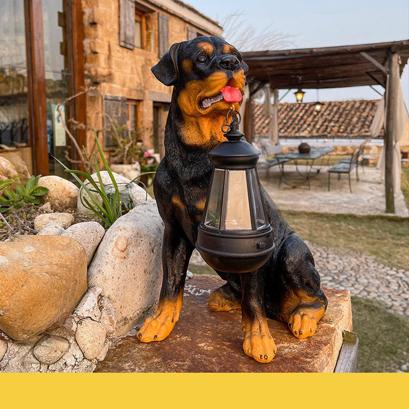 LED Solar Dog Lantern Garden Statue