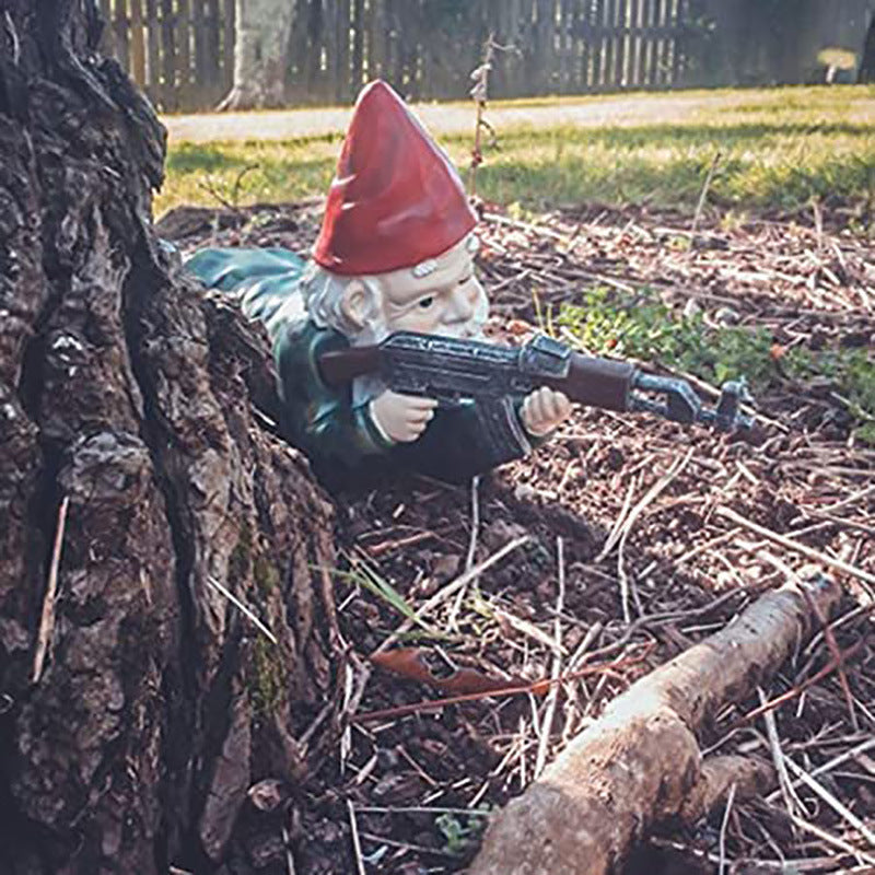 Funny Army Gnome Garden Statue Set