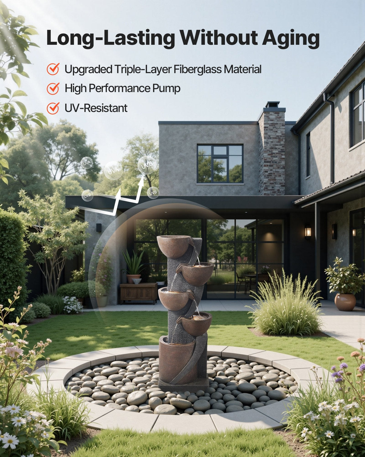 5-Tier Jar-Shaped Outdoor Water Fountain