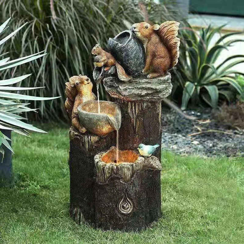 Solar Resin Duck Garden Fountain