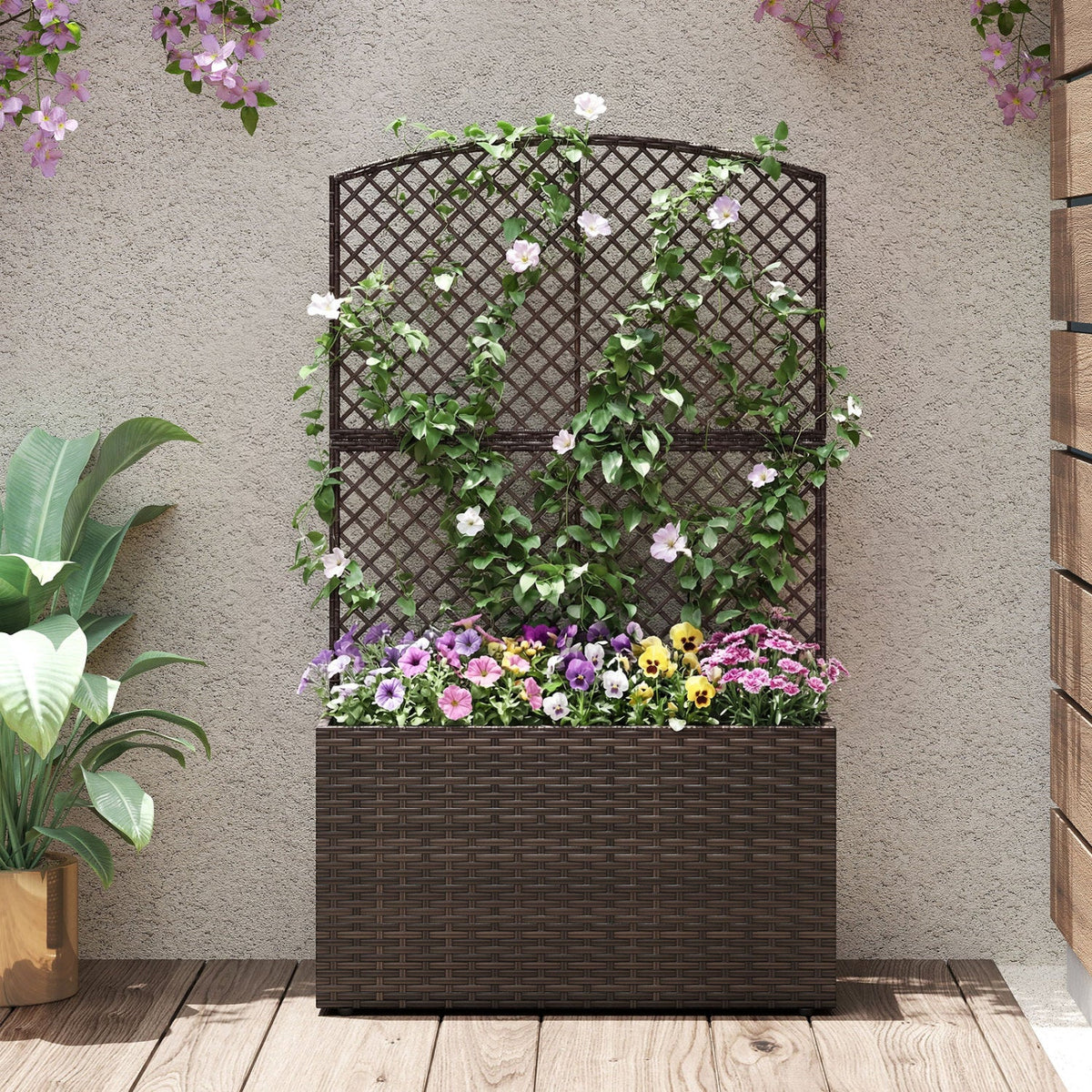 49-Inch Raised Garden Bed with Trellis
