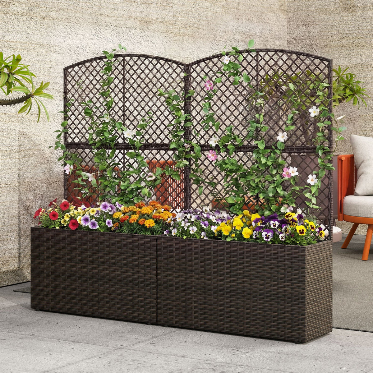 49-Inch Raised Garden Bed with Trellis