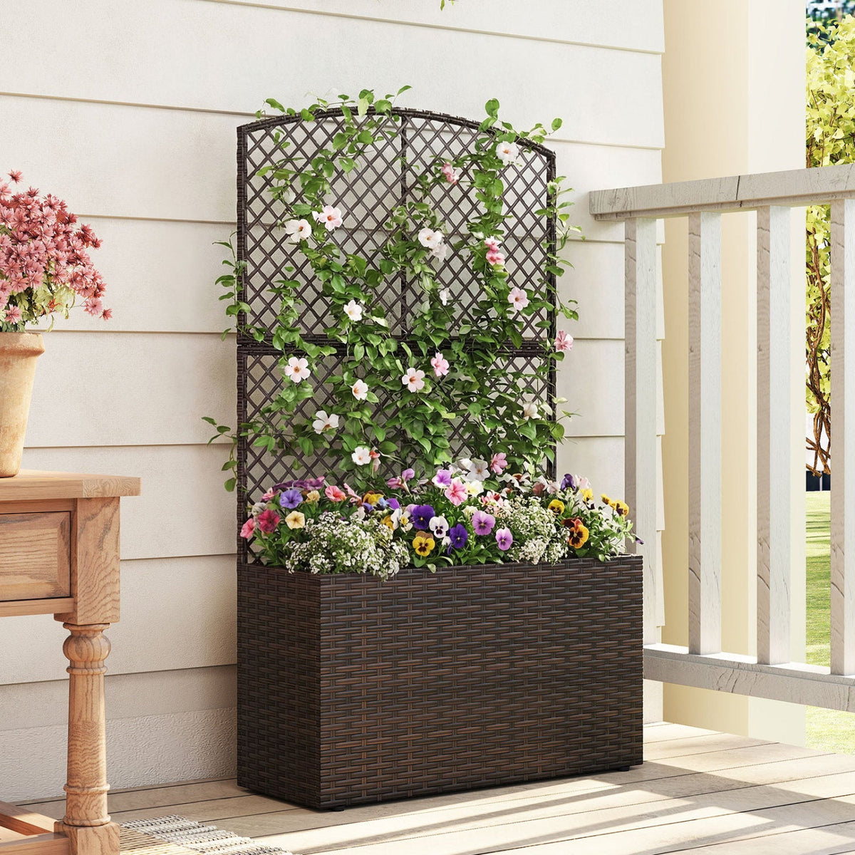 49-Inch Raised Garden Bed with Trellis