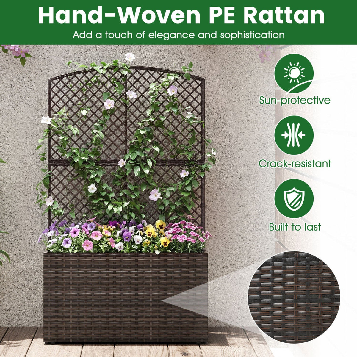 49-Inch Raised Garden Bed with Trellis
