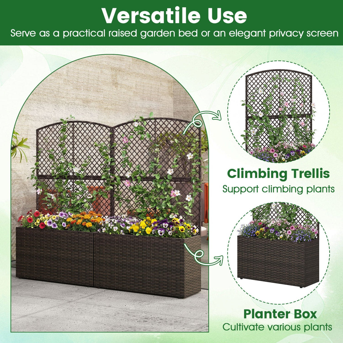 49-Inch Raised Garden Bed with Trellis