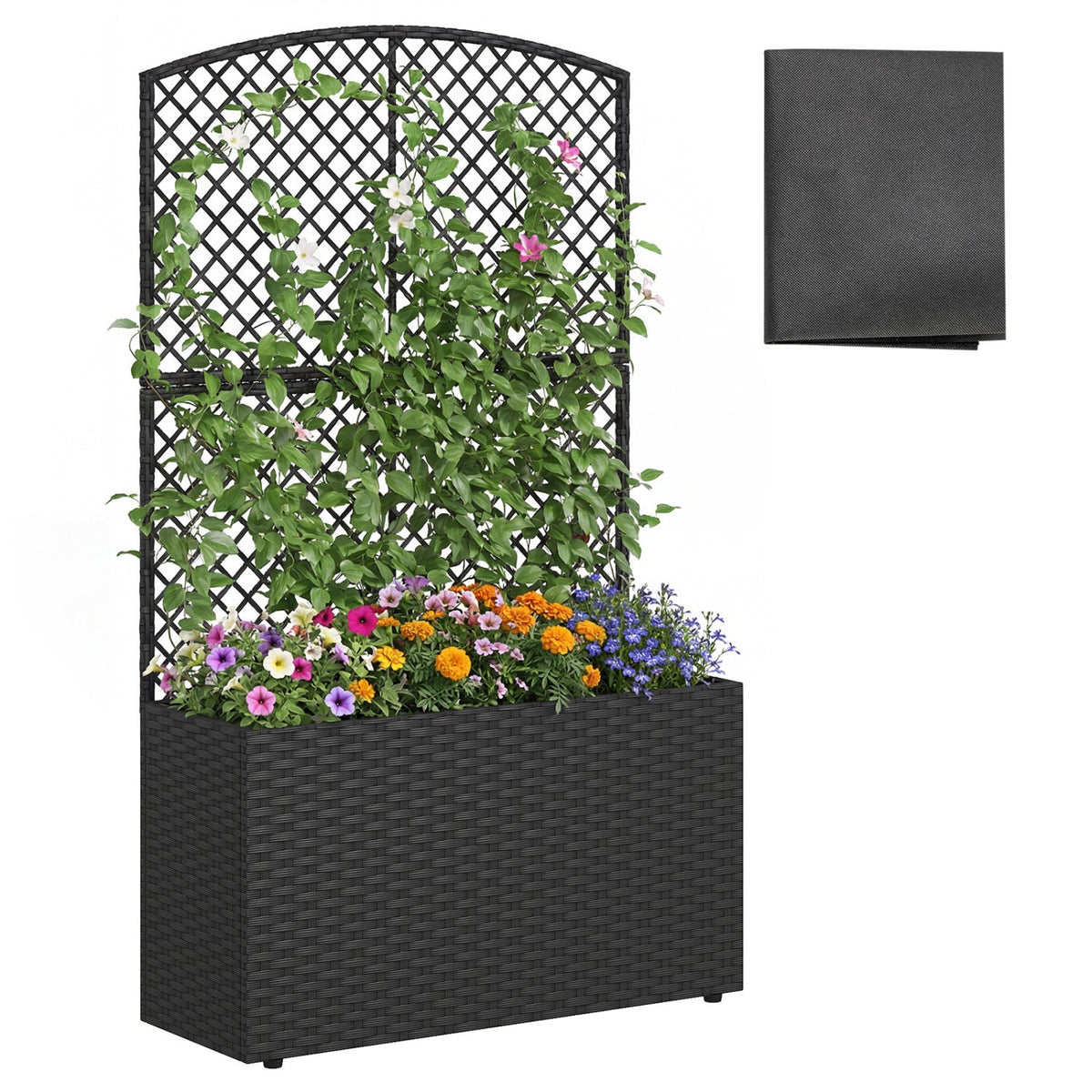 49-Inch Raised Garden Bed with Trellis