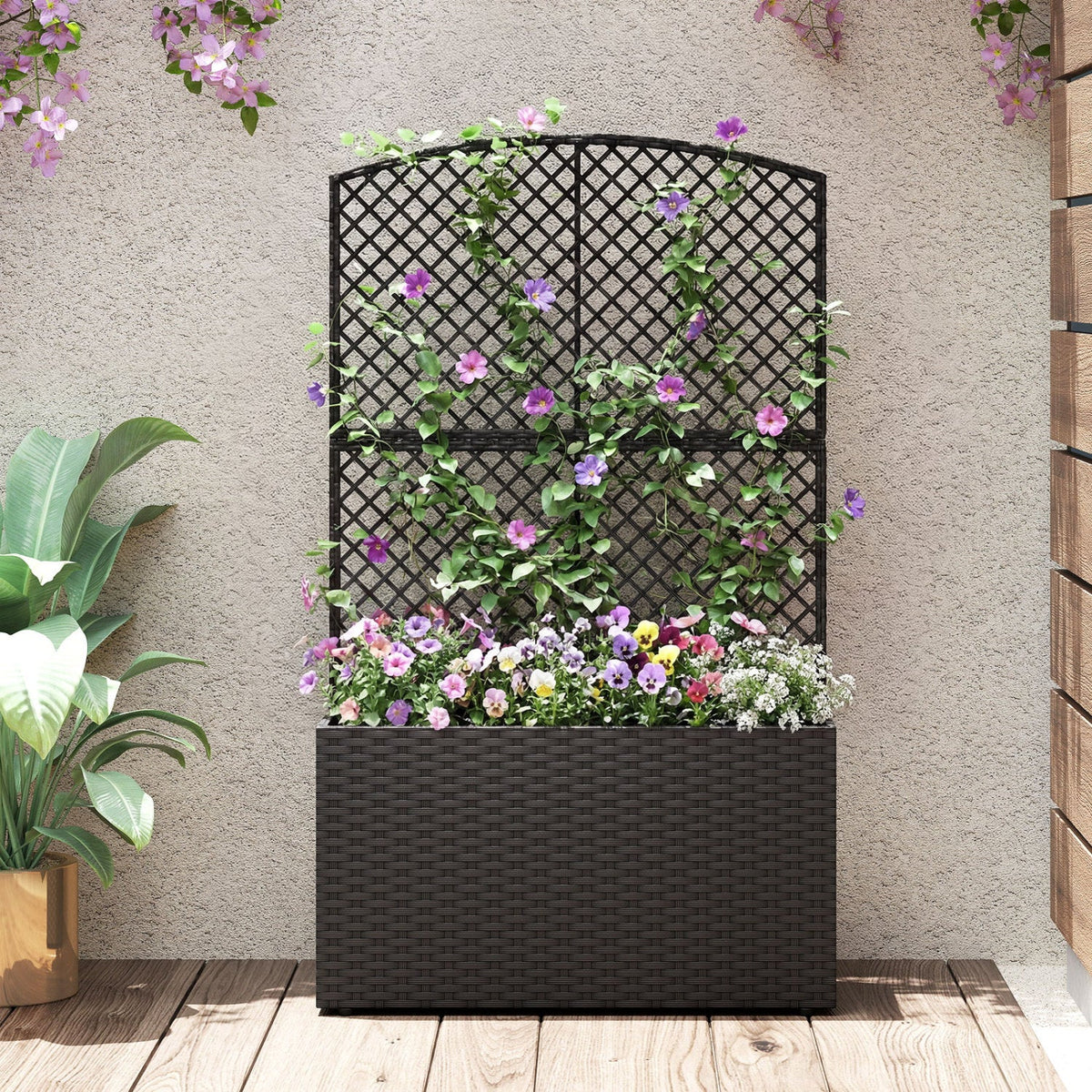 49-Inch Raised Garden Bed with Trellis