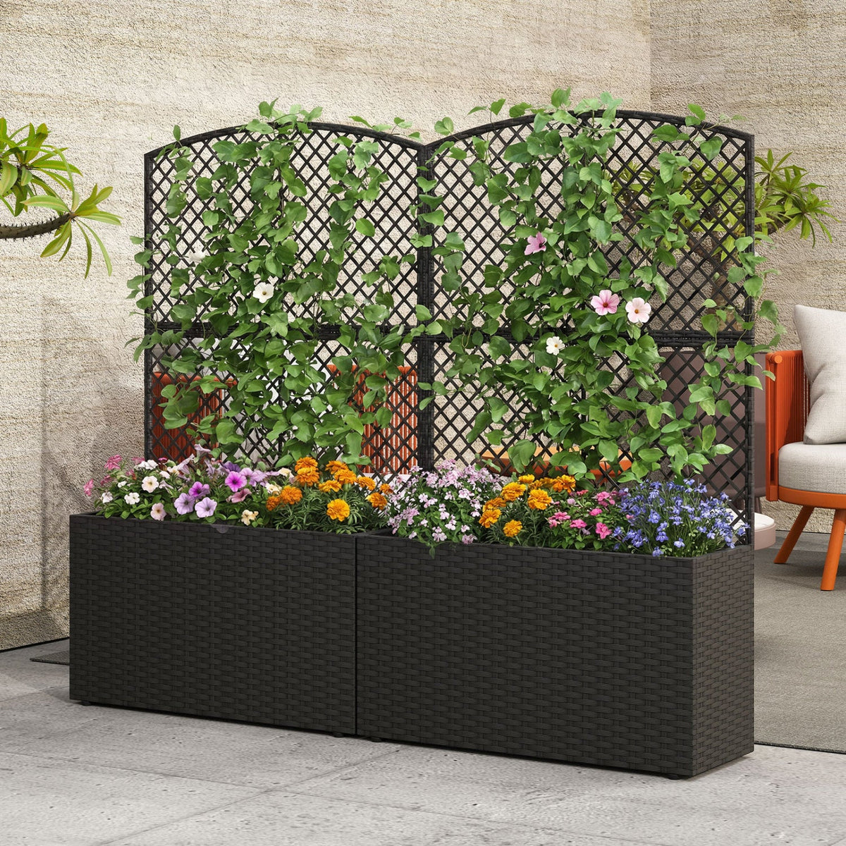 49-Inch Raised Garden Bed with Trellis