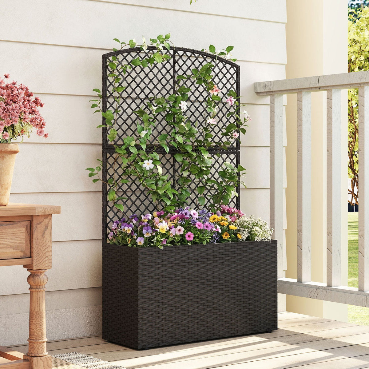 49-Inch Raised Garden Bed with Trellis