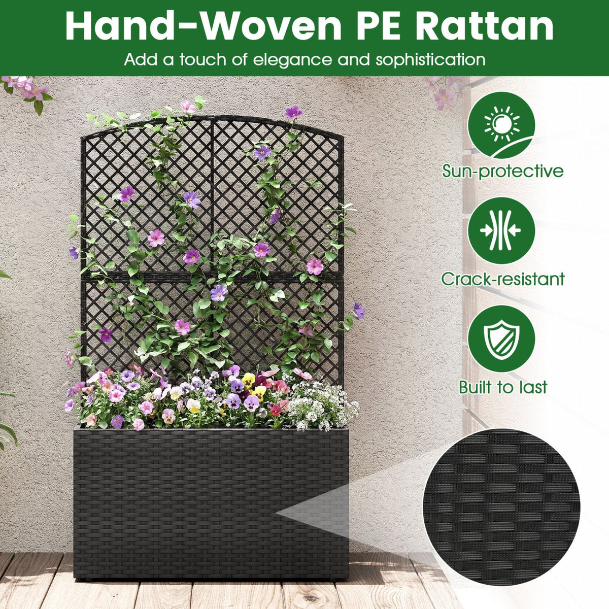 49-Inch Raised Garden Bed with Trellis