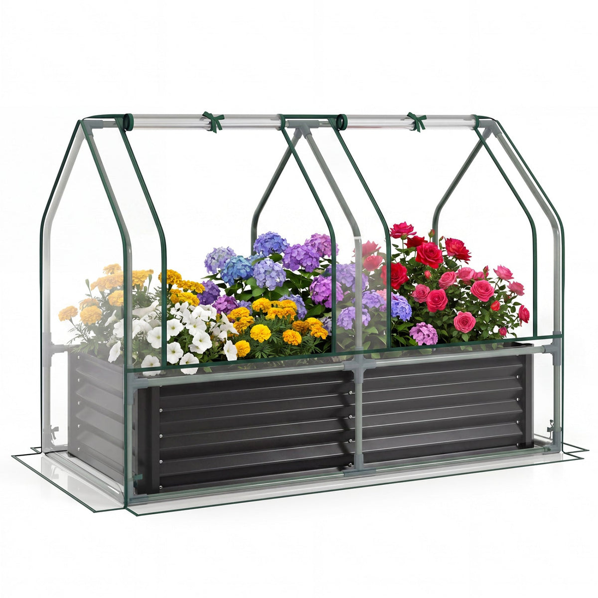 Galvanized Raised Garden Bed with Greenhouse Cover