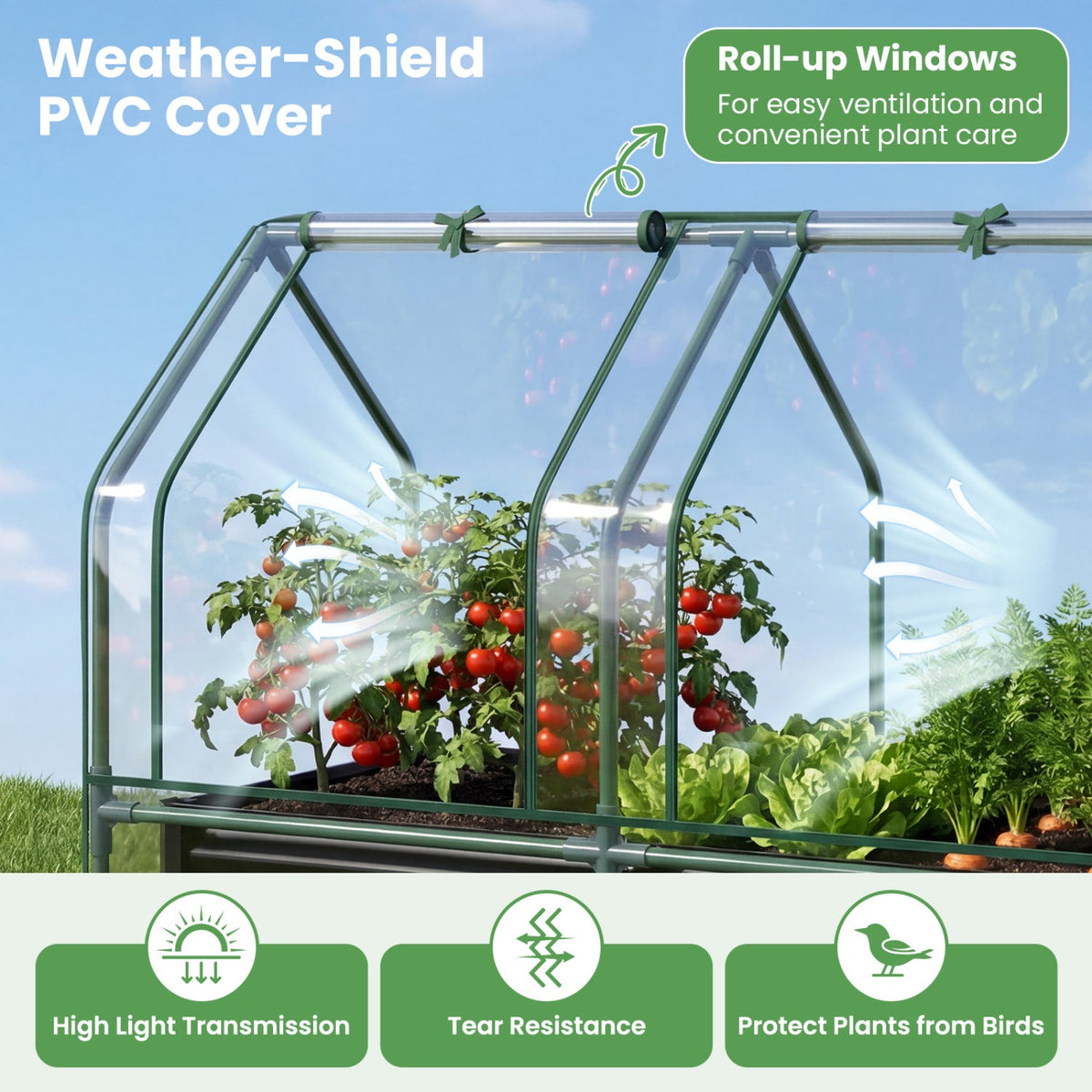 Galvanized Raised Garden Bed with Greenhouse Cover