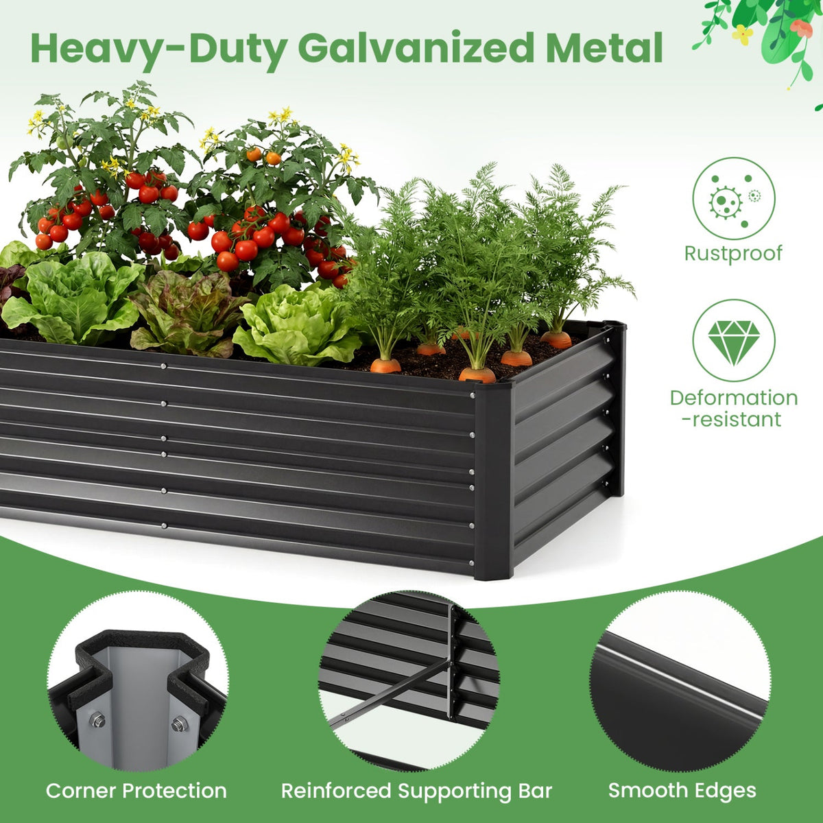 Galvanized Raised Garden Bed with Greenhouse Cover