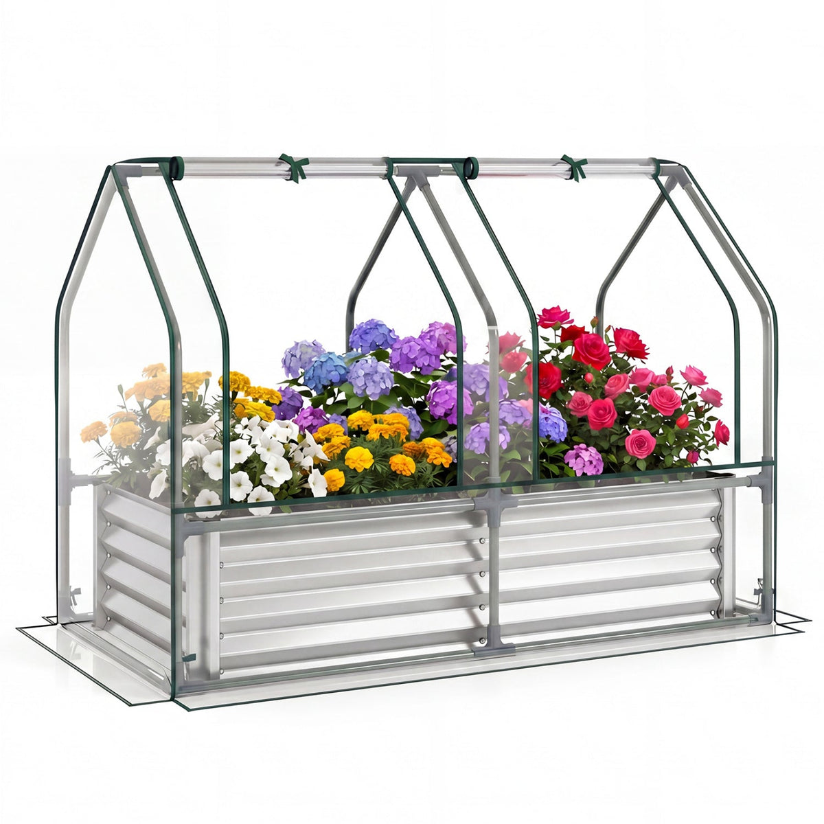 Galvanized Raised Garden Bed with Greenhouse Cover