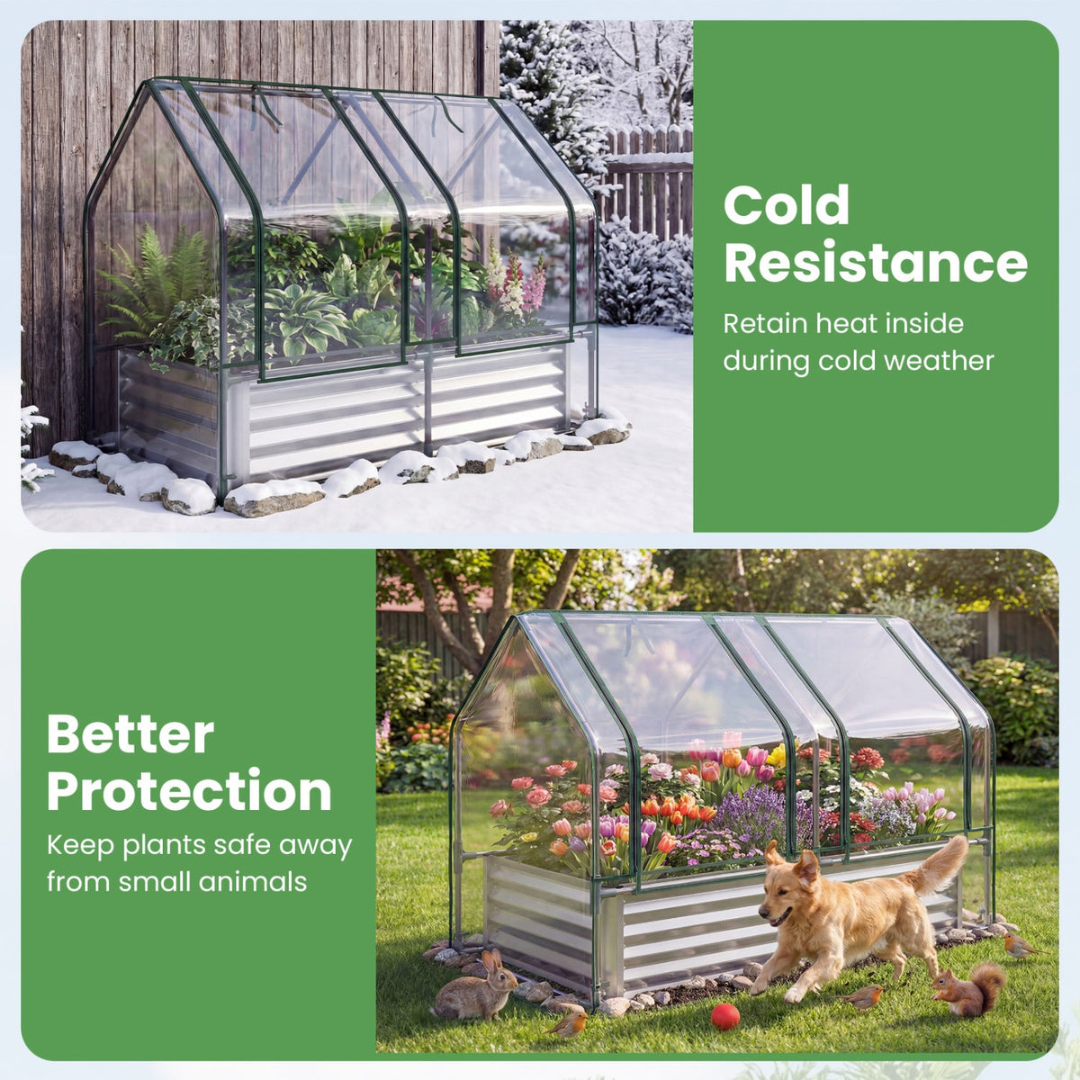 Galvanized Raised Garden Bed with Greenhouse Cover