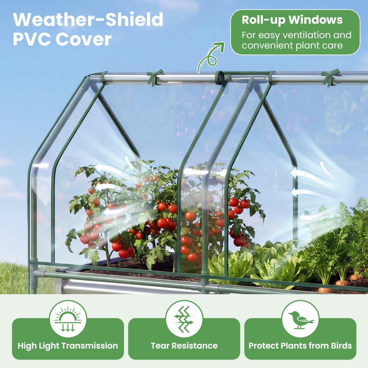 Galvanized Raised Garden Bed with Greenhouse Cover