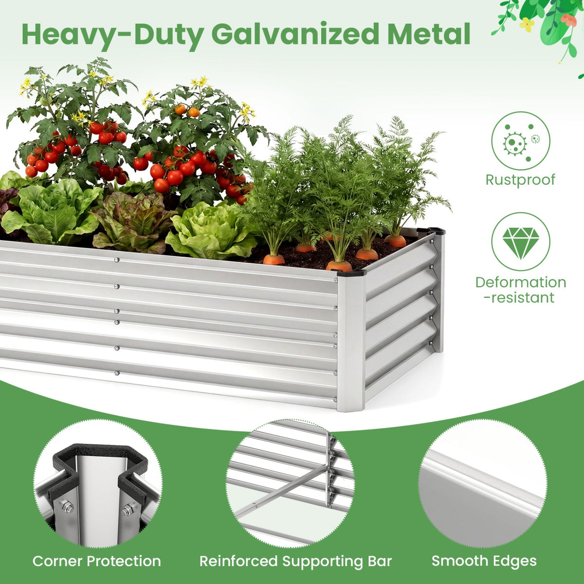 Galvanized Raised Garden Bed with Greenhouse Cover