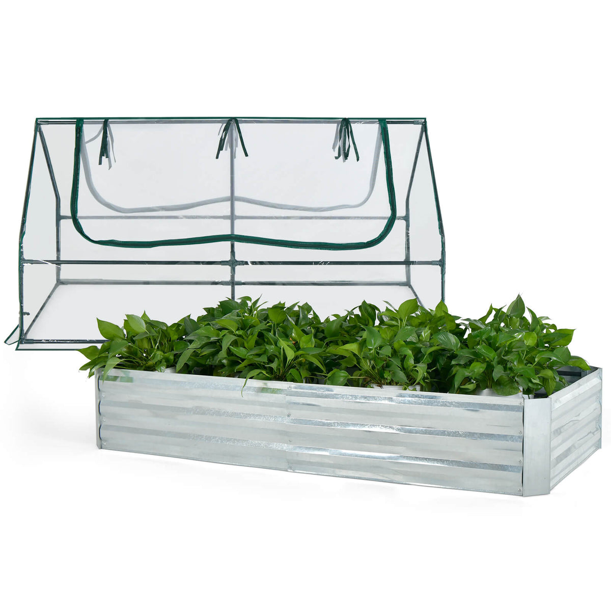 Galvanized Raised Garden Bed with Greenhouse