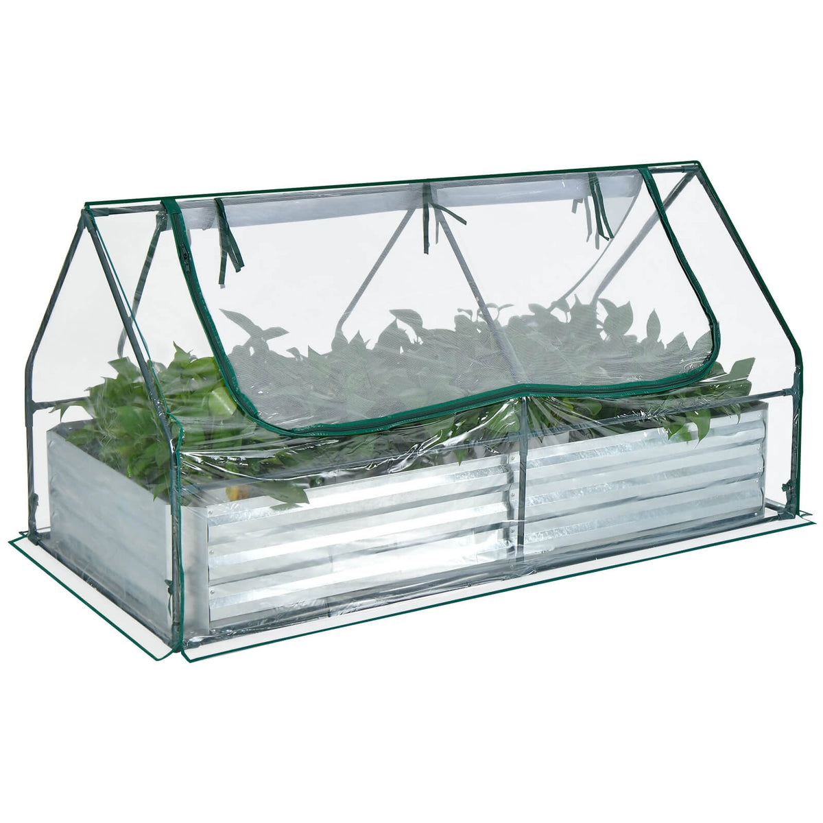 Galvanized Raised Garden Bed with Greenhouse