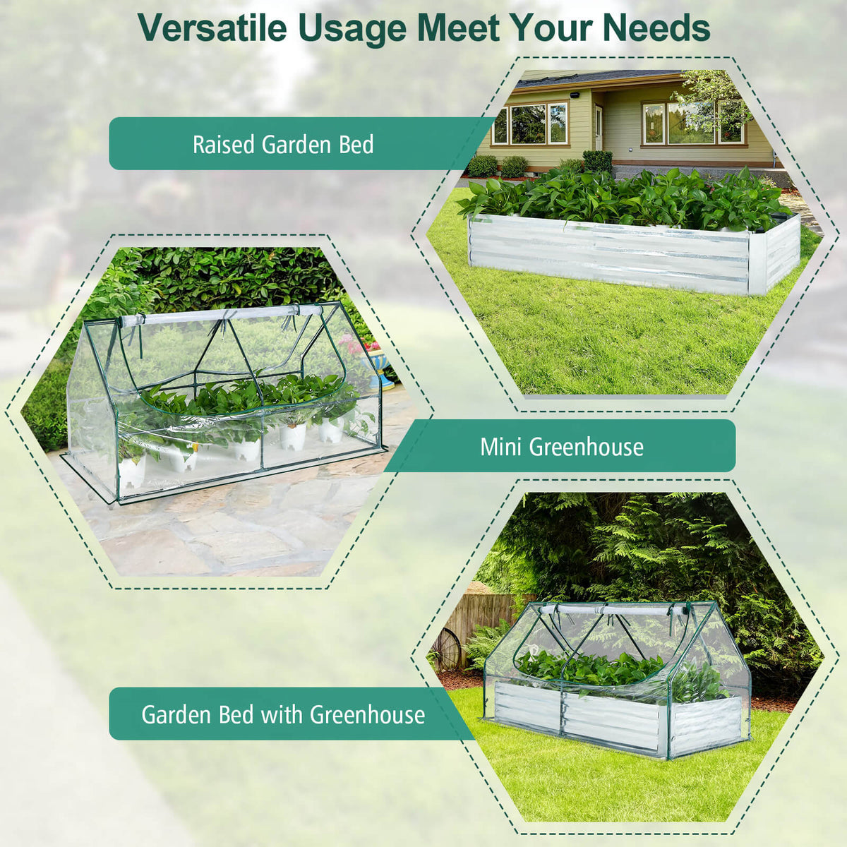 Galvanized Raised Garden Bed with Greenhouse