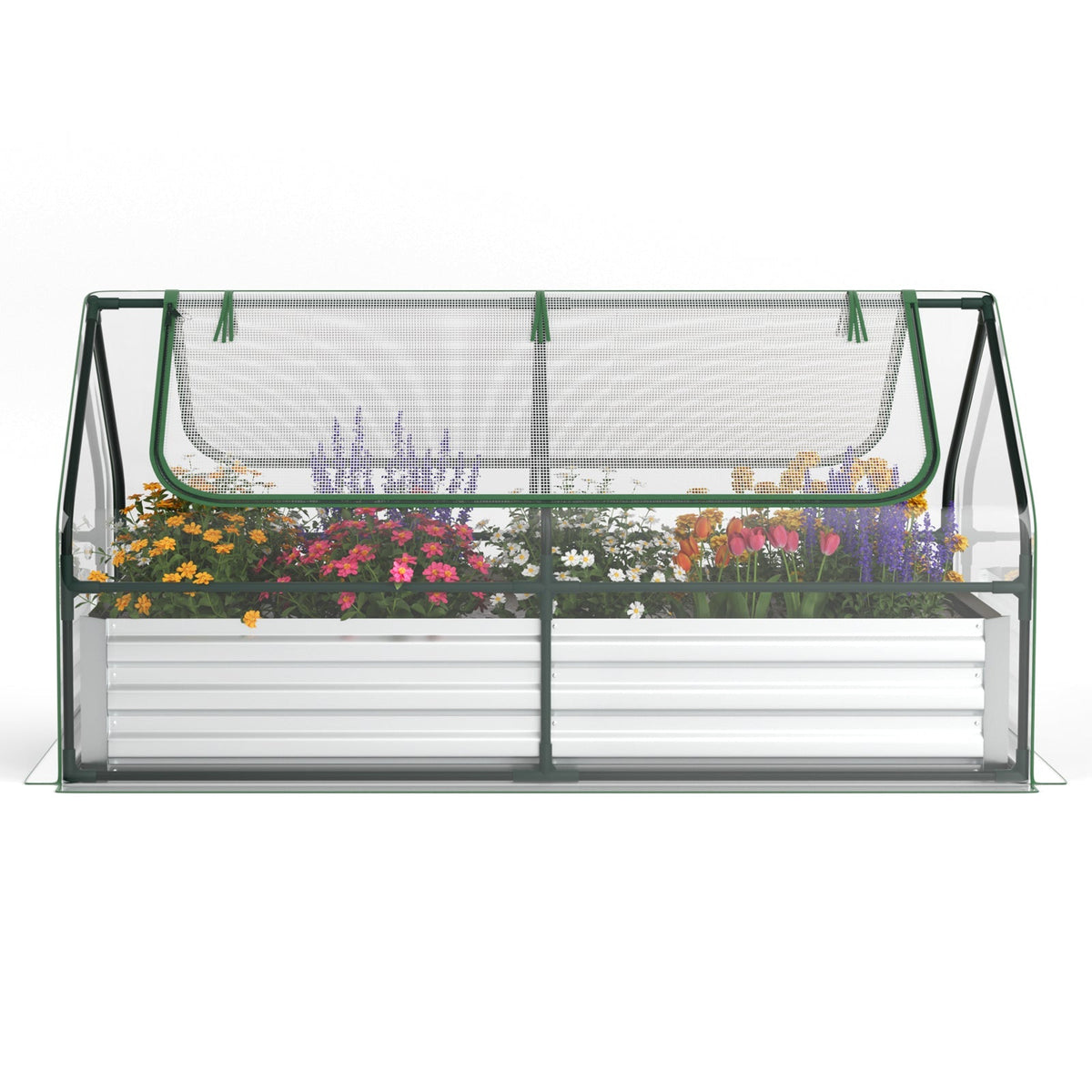 Galvanized Raised Garden Bed with Greenhouse