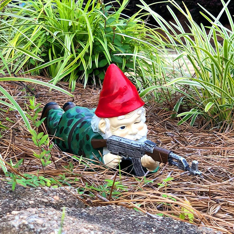 Funny Army Gnome Garden Statue Set