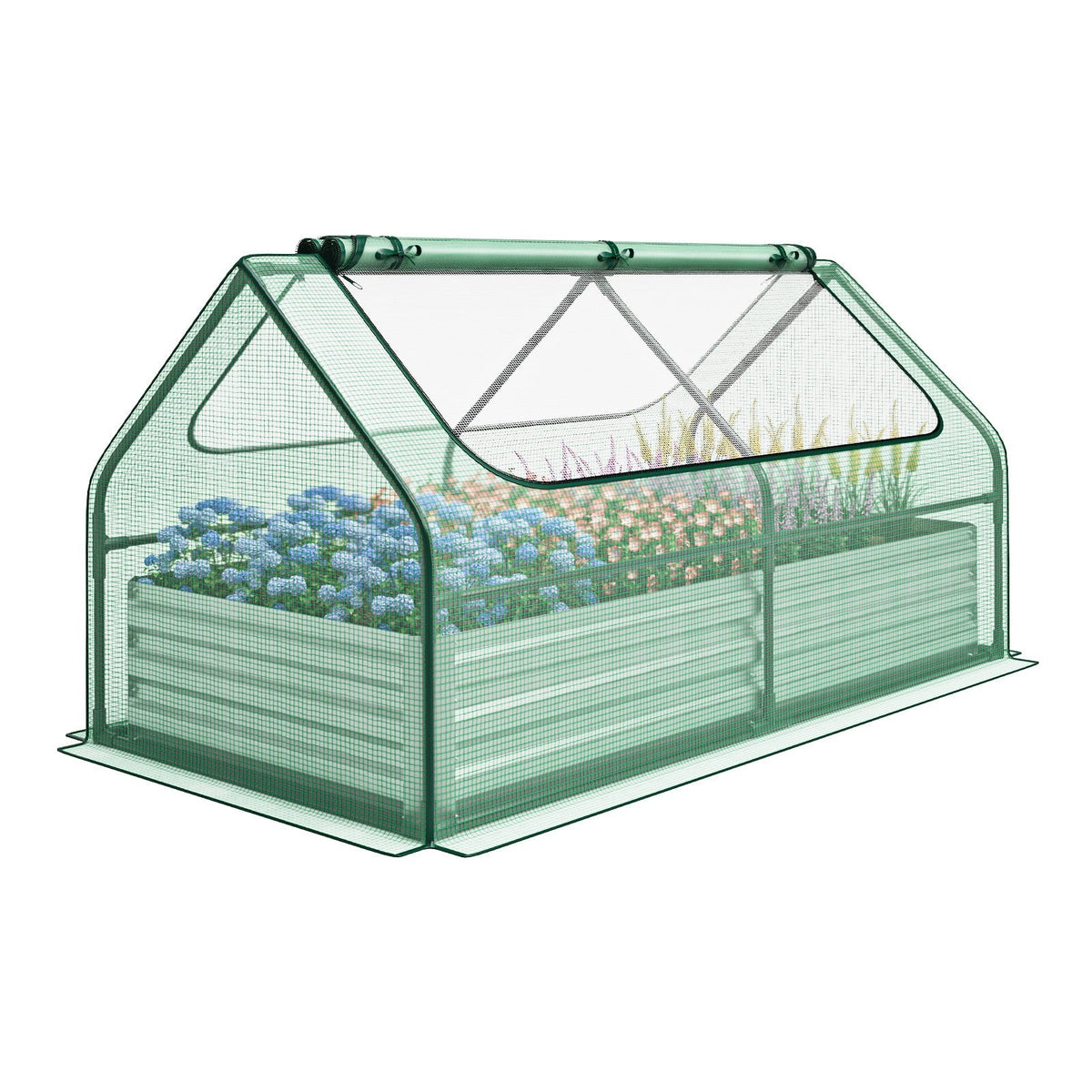 Galvanized Raised Garden Bed with Greenhouse