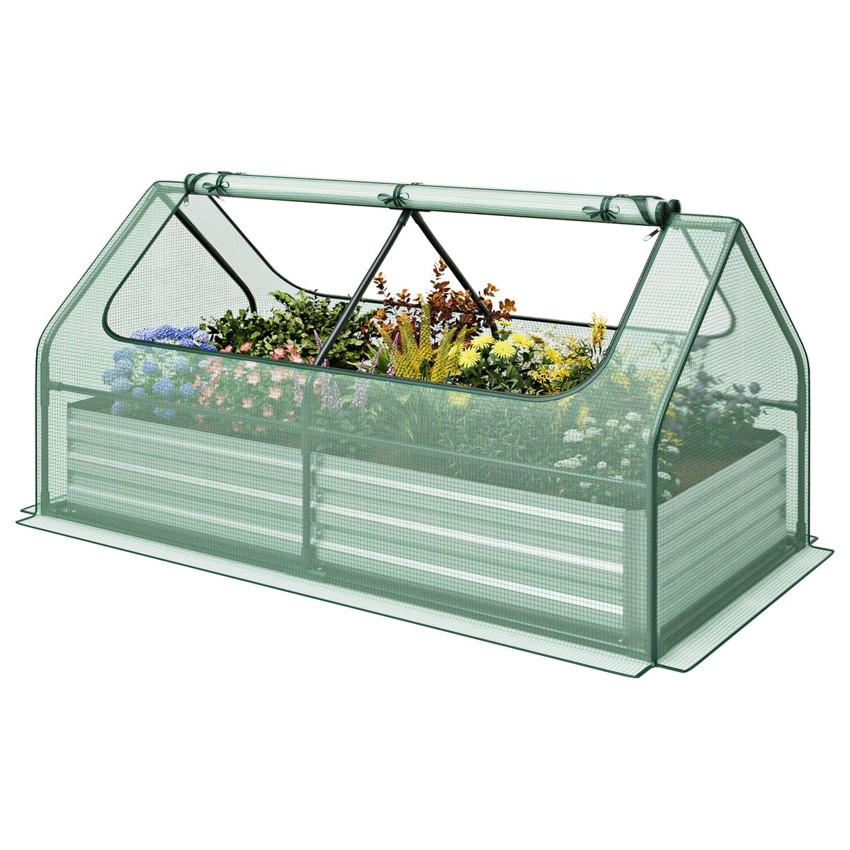 Galvanized Raised Garden Bed with Greenhouse