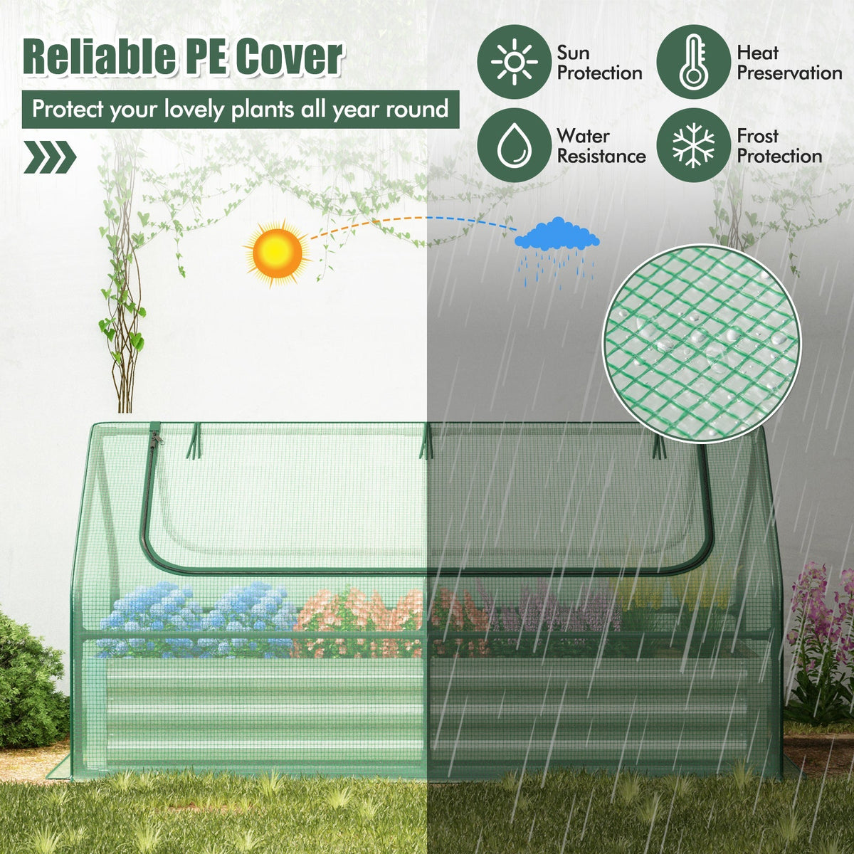 Galvanized Raised Garden Bed with Greenhouse