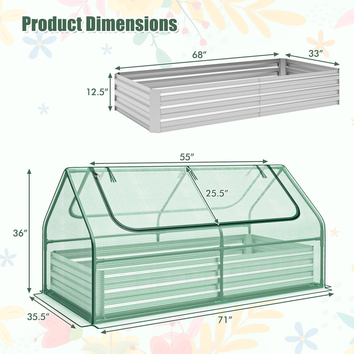 Galvanized Raised Garden Bed with Greenhouse