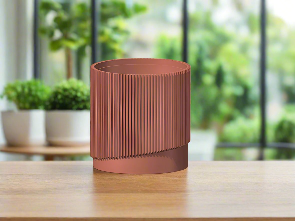 Mid-Century Ribbed 3D Printed Planter