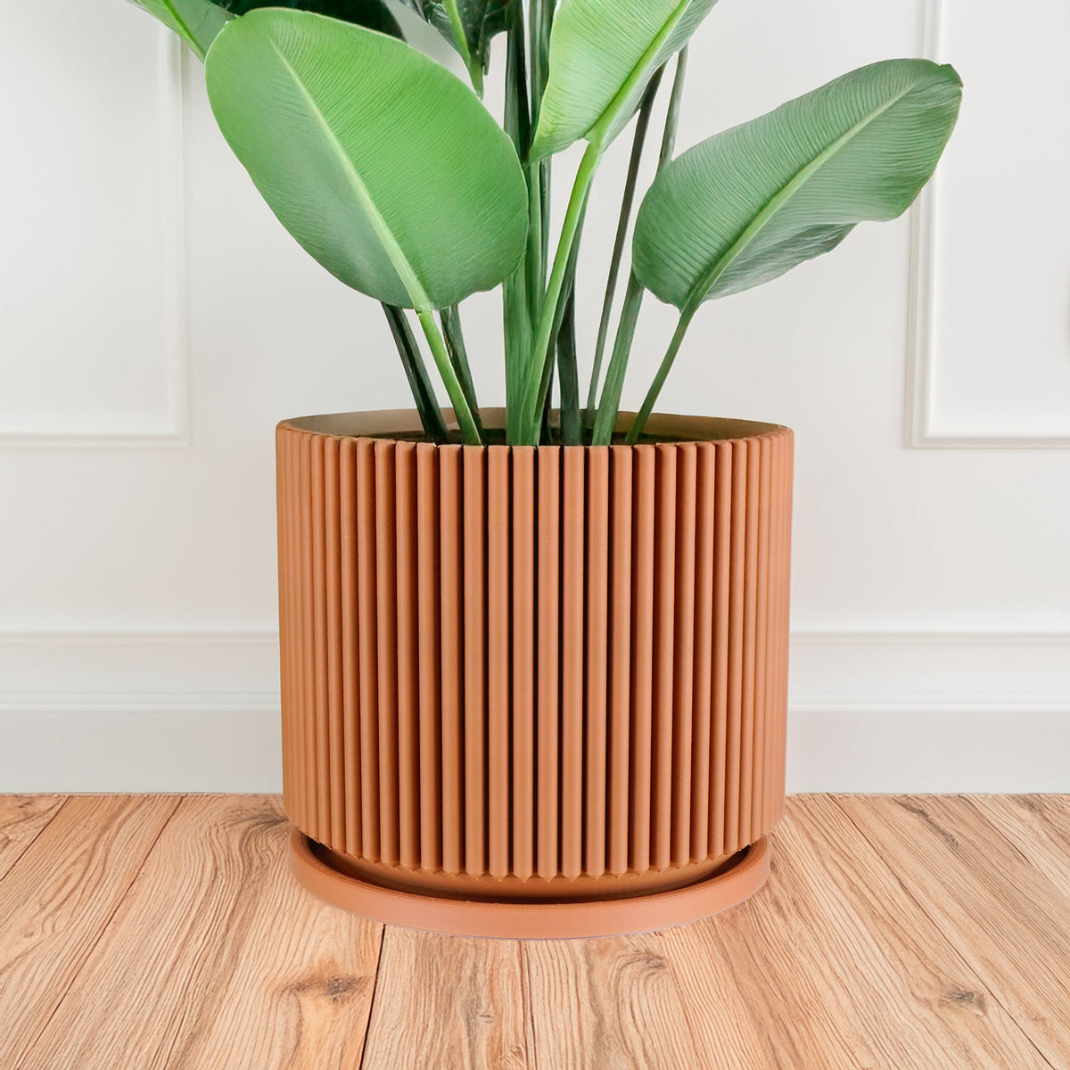 Mid-Century Ribbed Plant Pot