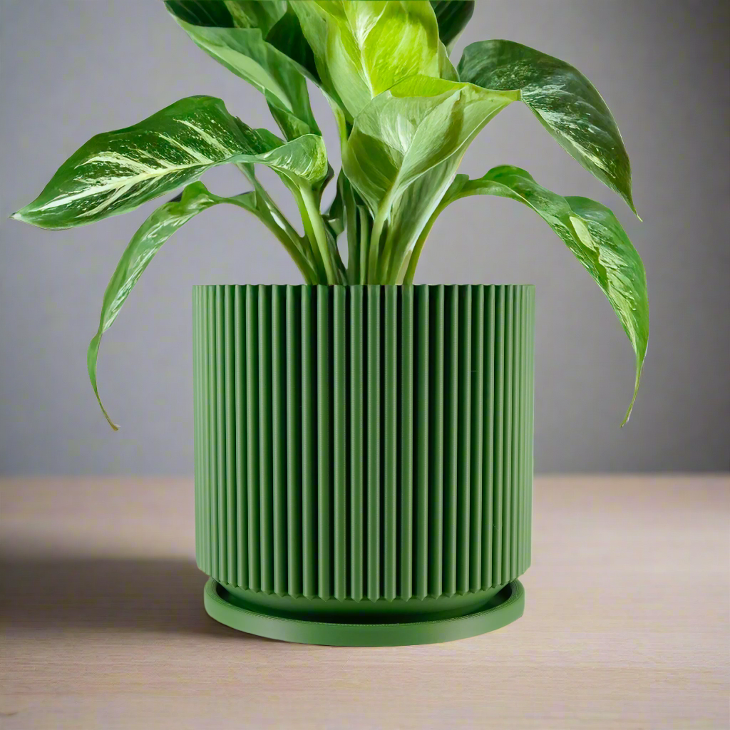 Mid-Century Ribbed Plant Pot