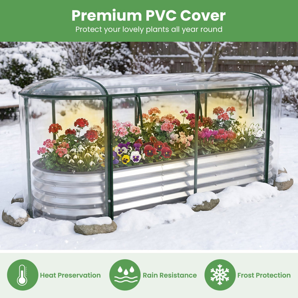 Color Steel Raised Garden Bed with Greenhouse