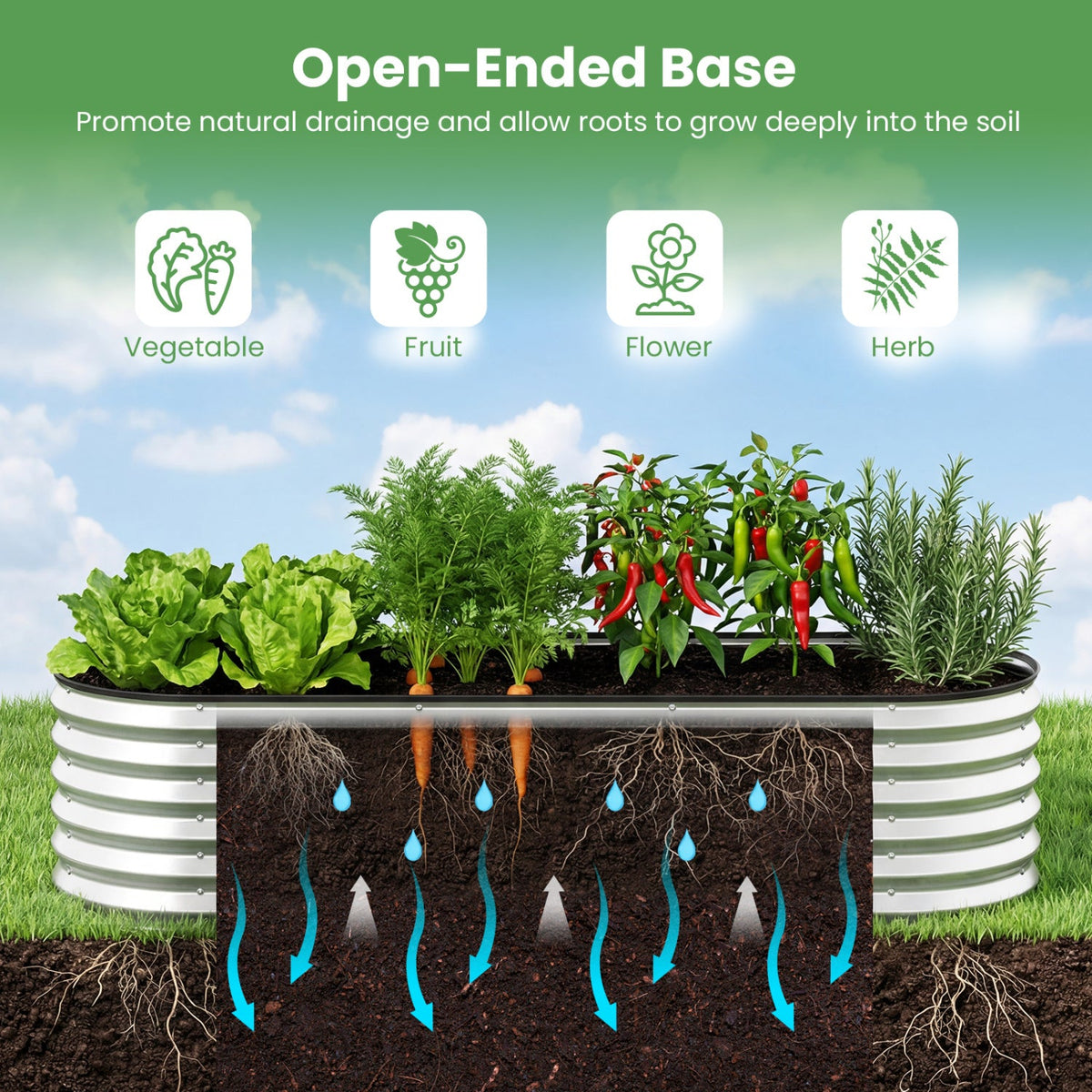 Color Steel Raised Garden Bed with Greenhouse