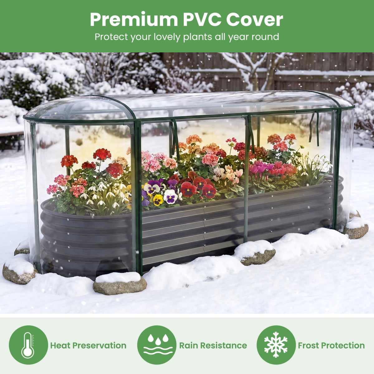 Color Steel Raised Garden Bed with Greenhouse