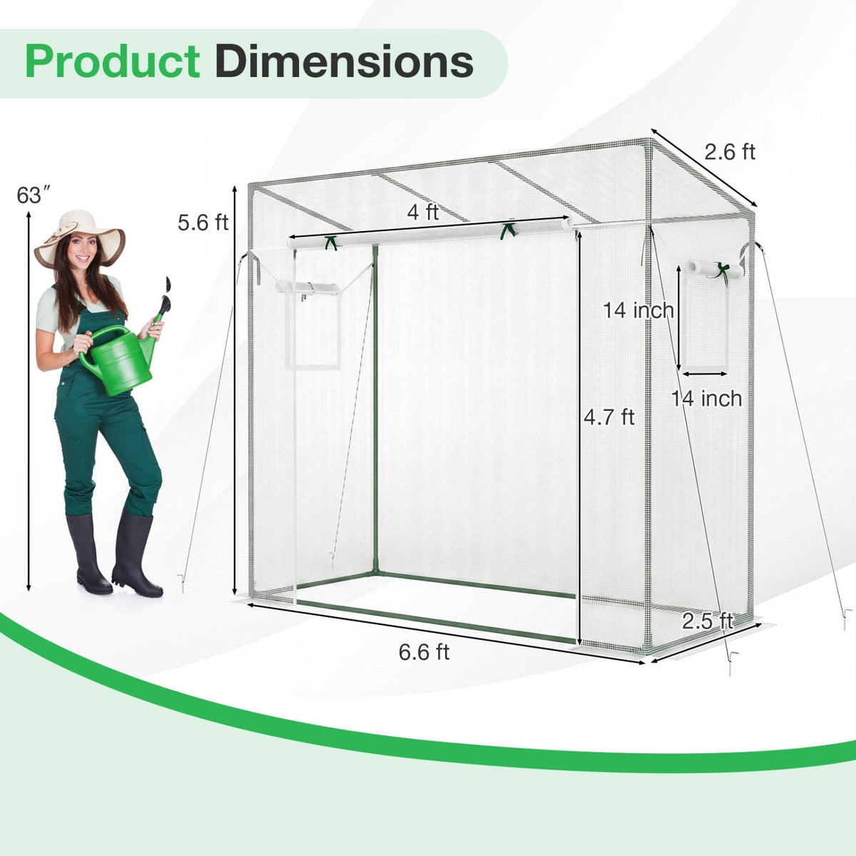 Portable Walk-In Greenhouse with PE Cover