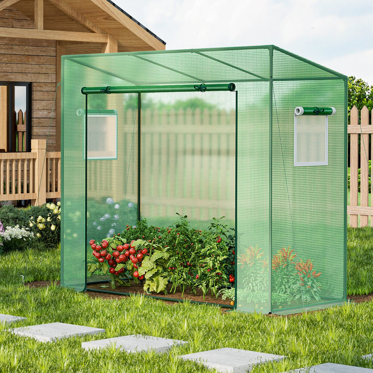 Portable Walk-In Greenhouse with PE Cover