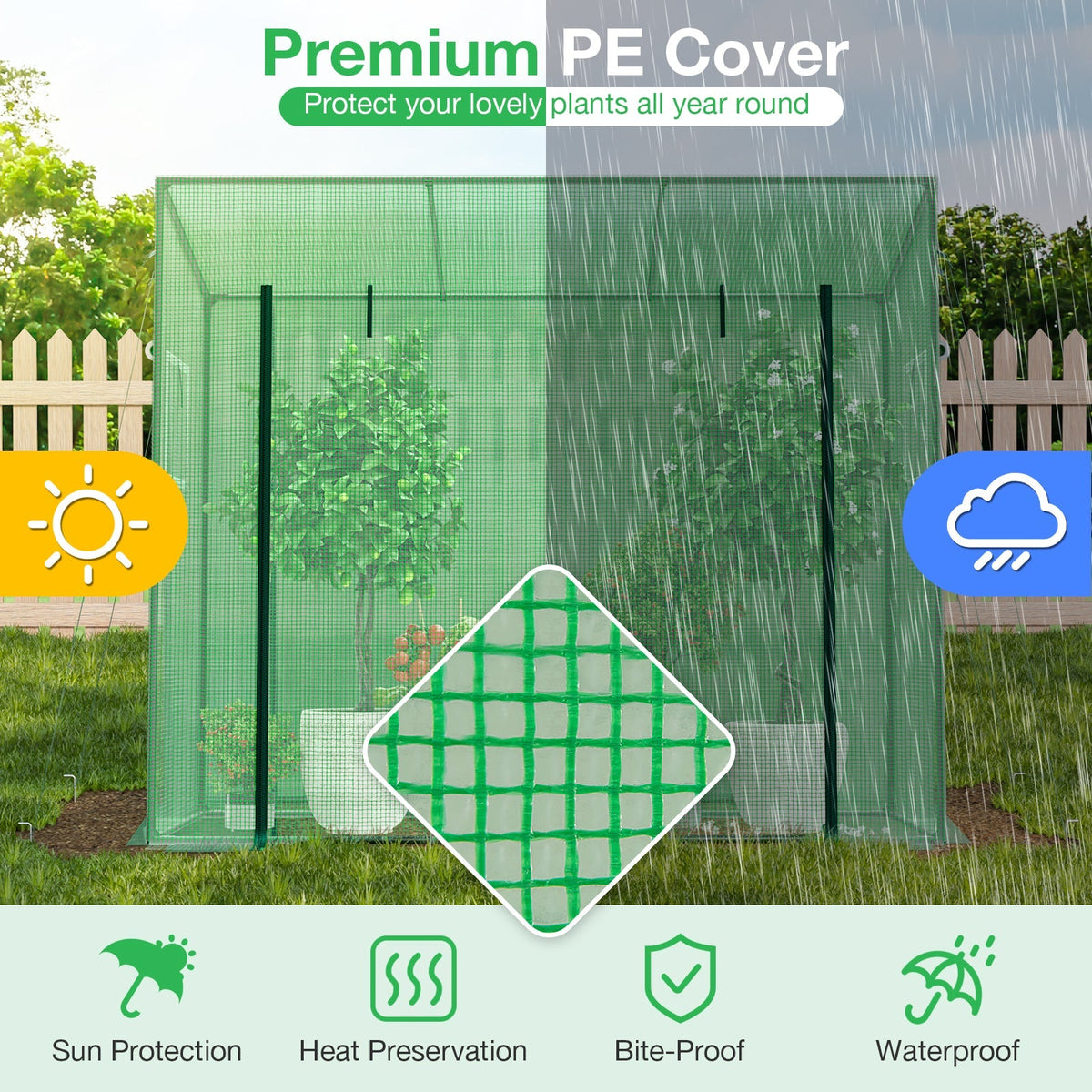 Portable Walk-In Greenhouse with PE Cover