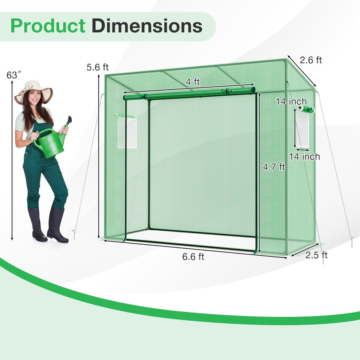 Portable Walk-In Greenhouse with PE Cover