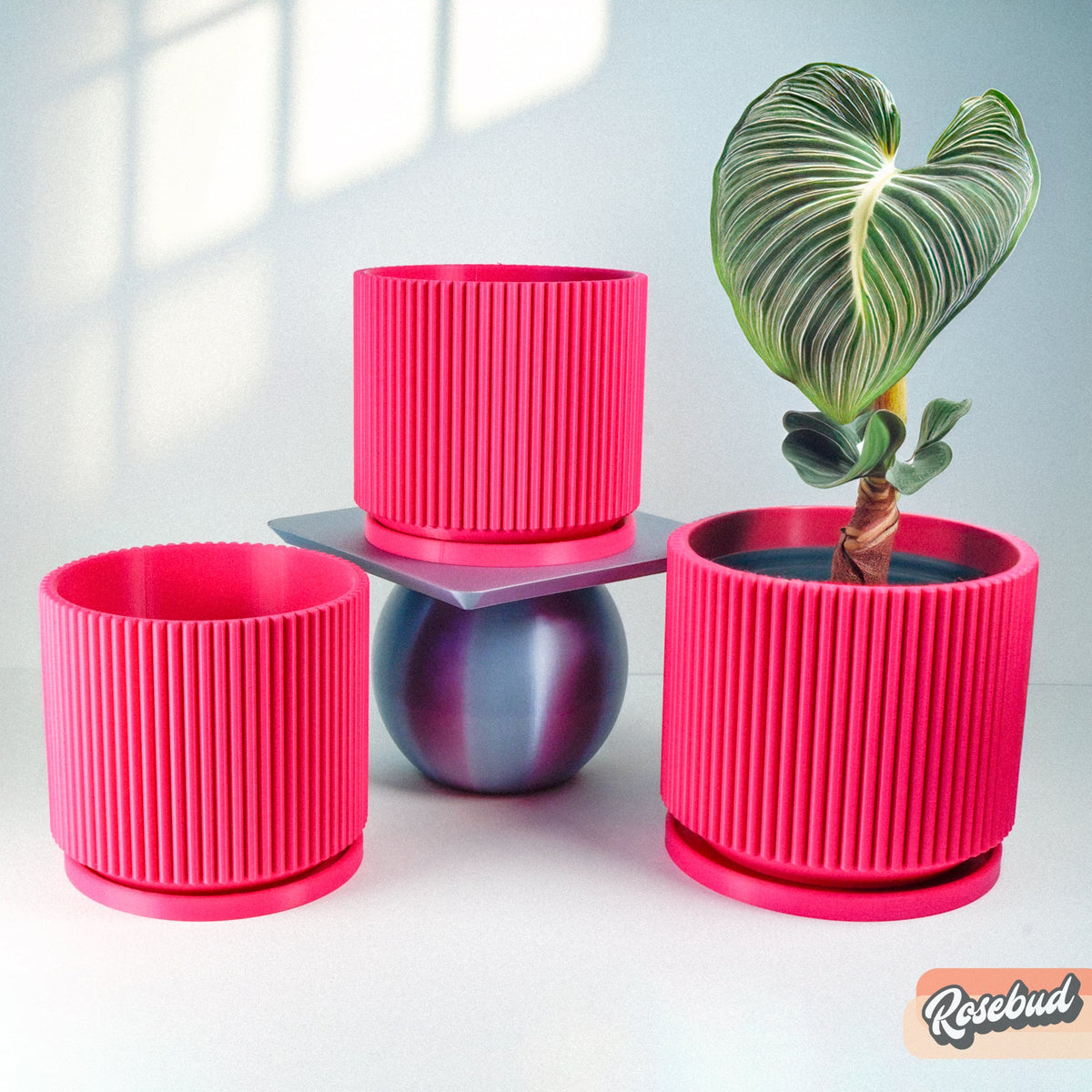 Mid-Century Ribbed Plant Pot