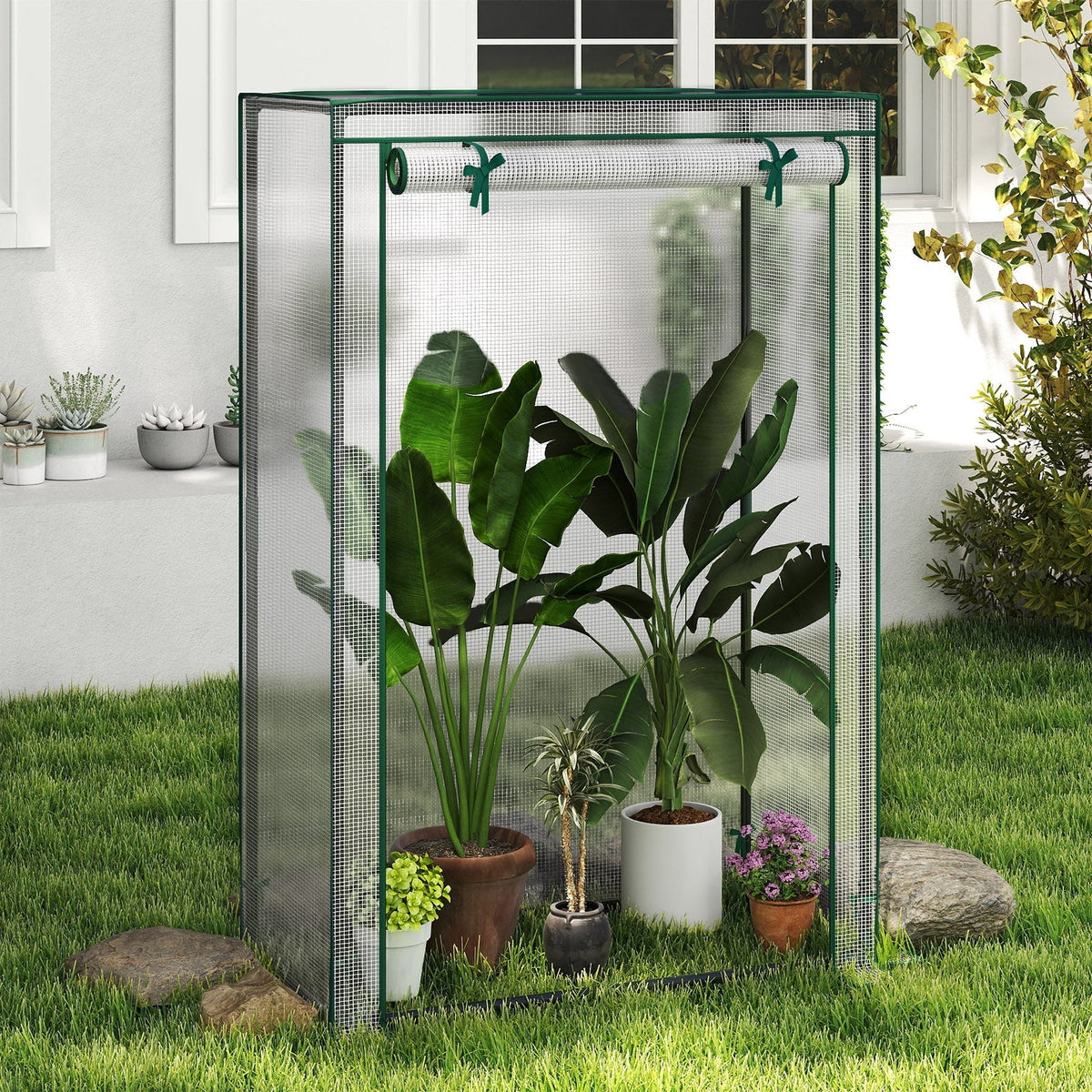 Portable Mini Greenhouse with Roll-Up Door