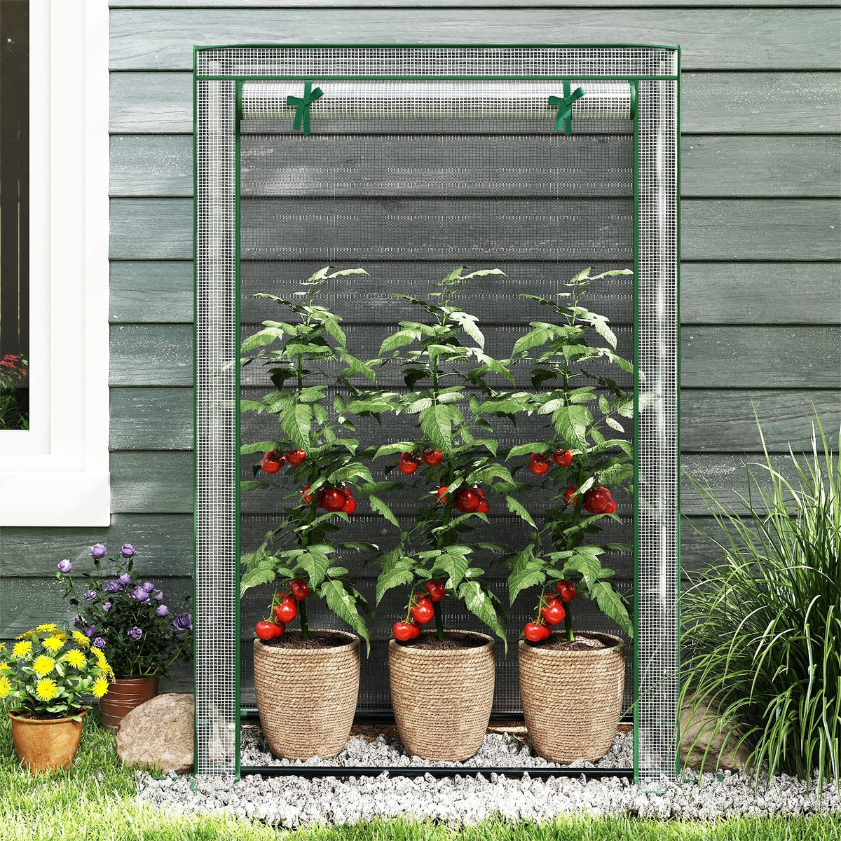 Portable Mini Greenhouse with Roll-Up Door