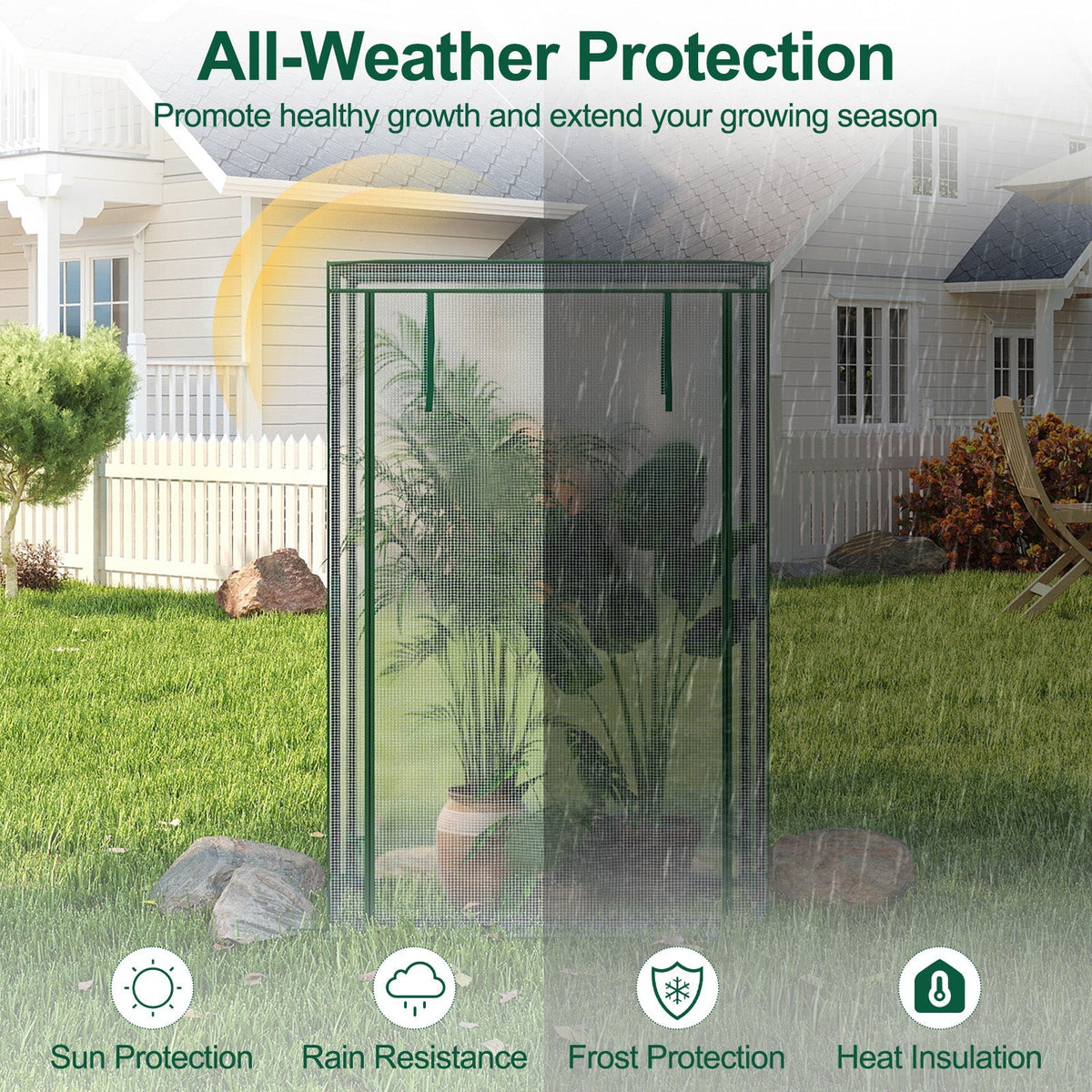 Portable Mini Greenhouse with Roll-Up Door