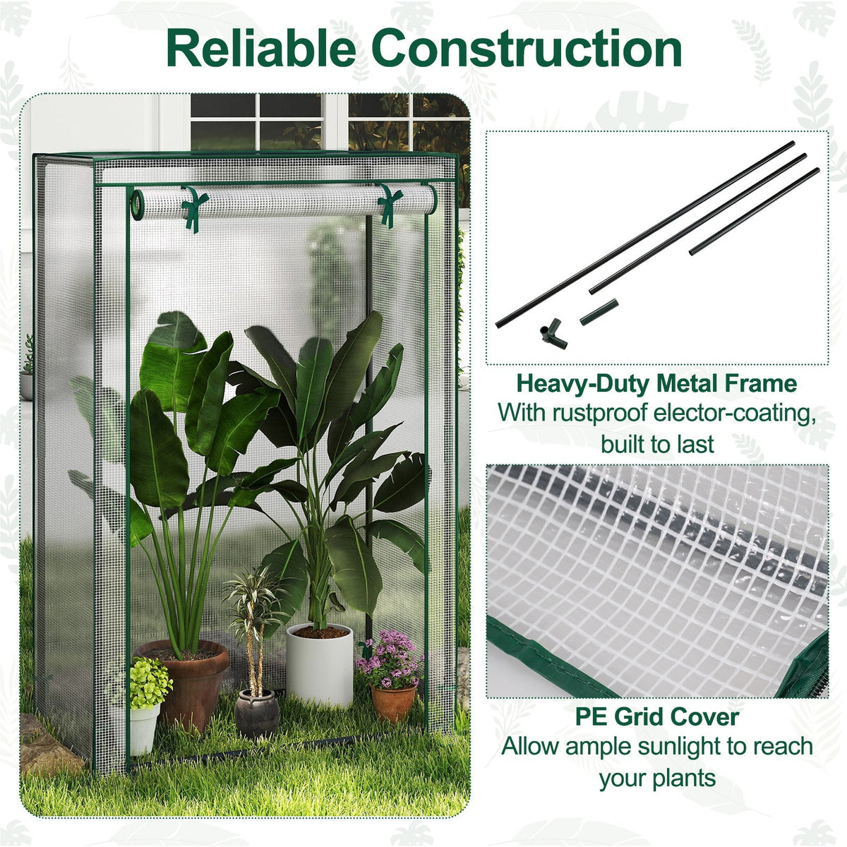 Portable Mini Greenhouse with Roll-Up Door
